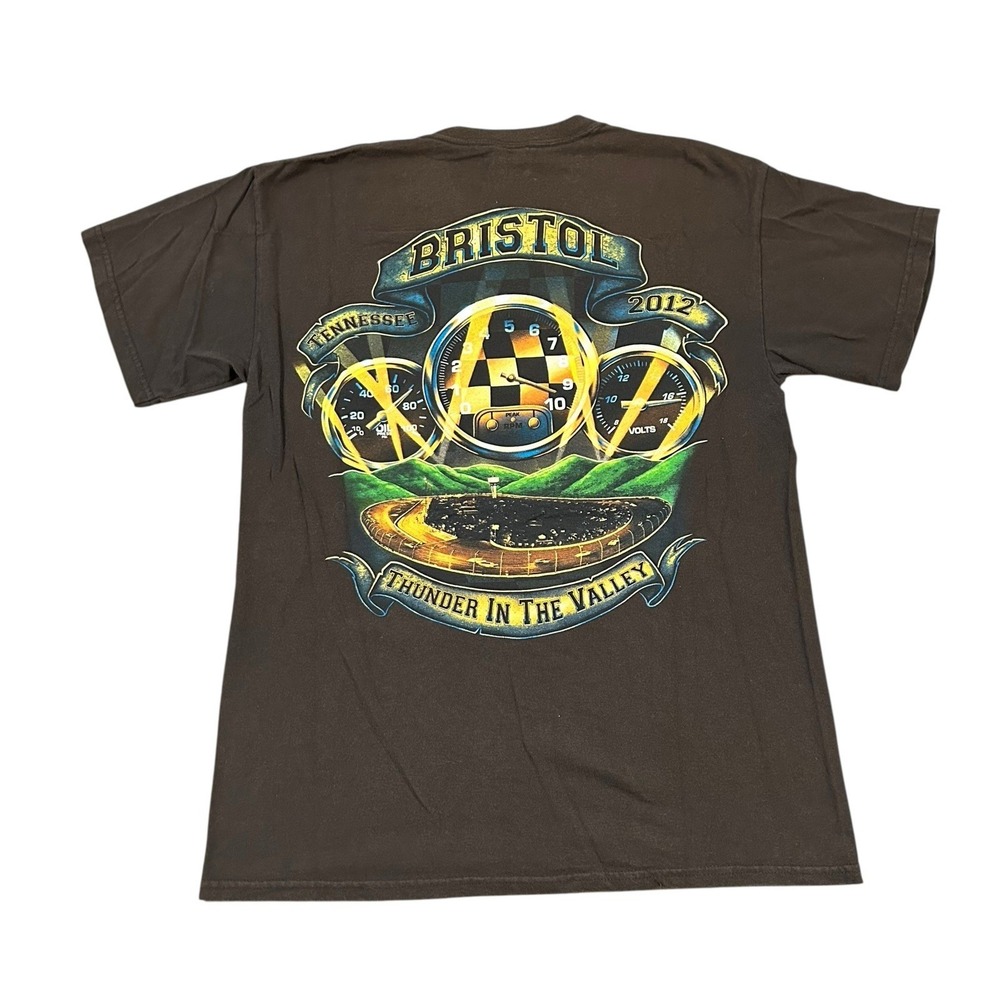 2012 Bristol Motor Speedway Racing‎ Short Sleeve T-Shirt Size Brown Faded M